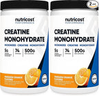 Nutricost Creatine Monohydrate Powder (Mandarin Orange, 500 Gram) - Micronized Creatine Supplement - Vegan, Non-GMO, Gluten Free (Pack of 2)