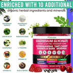 Adndale Magnesium Glycinate 400 mg Gummies with Ashwagandha, Magnesium Malate & Taurate, Tart Cherry, Magnolia Bark, Lemon Balm, Passionflower, Chamomile, L-Theanine, Zinc, Vitamin K2 & D3. 90CT