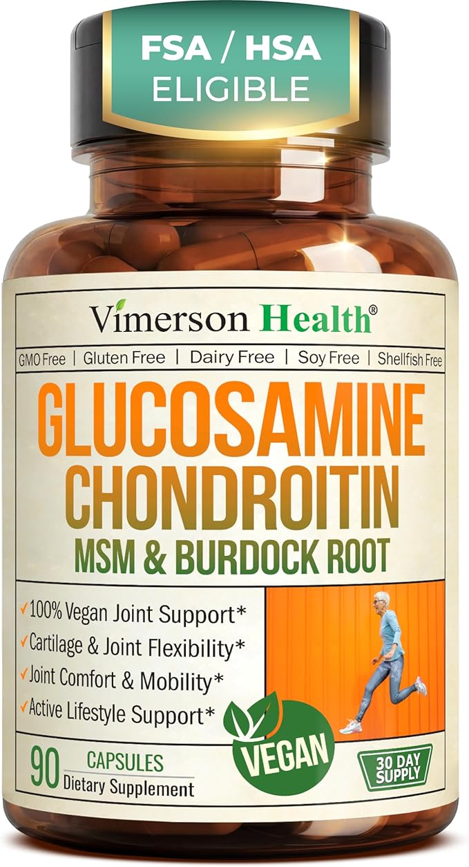 Glucosamine Chondroitin MSM – Joint Support Supplement for Women and Men with Glucosamine Sulfate 1500 mg, Chondroitin and MSM – for Cartilage, Joint Health and Flexibility – 90 Capsules, Vegan