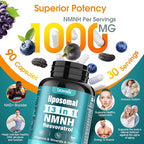 NMNH (Dihydronicotinamide Mononucleotide) 1000mg per Serving - NMN Alternative with Liposomal NAD+, Resveratrol & PQQ| Non-GMO, Gluten-Free | Supports Energy, Focus & Healthy Aging | 90 Capsules