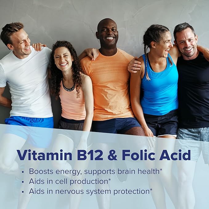 Superior Source No Shot Vitamin B-12 Cyanocobalamin 1000 mcg & Folic Acid 400 mcg - Offers Energy, Heart, Brain, & Stress Support - 60 Sublingual Dissolving Tablets