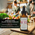 Organic Vitamin B12 1000 mcg Sublingual Liquid Drops For Adults, 6 Months Supply 1 oz, Methylcobalamin & Adenosylcobalamin - Bioactive Blend for Energy, Clarity & Focus - Vegan, Non-GMO, Unflavored