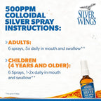 Natural Path Silver Wings Colloidal Silver - Extra Strength Liquid Immune Support Supplement- - 500ppm (2500mcg) - 2oz Spray
