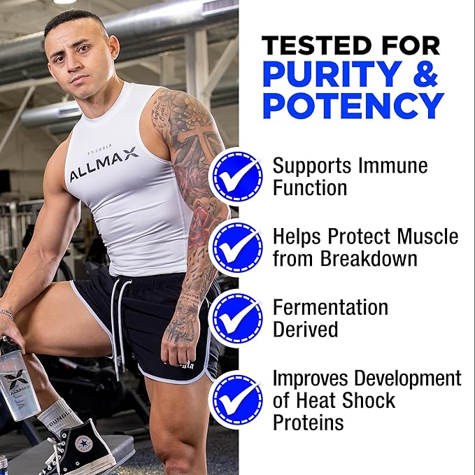 ALLMAX L Glutamine Powder 400g, Fermented L-Glutamine Powder Pure, Unflavored Glutamine Supplement for Gut Health, Recovery & Immune Support, Vegan, Gluten Free