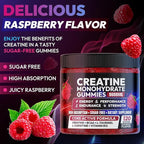 Creatine Gummies Monohydrate Complex 9000MG, Pre-Workout for Men & Women, Creatine Gummy with L-Taurine, BCAA 2:1, B12/6 for Muscle Support, Enhance Strength, Energy Boost-120 Count