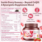 (180 Count) CoQ10 Gummies 300mg Sugar-Free | High Absorption Coenzyme Q10 Supplements with Omega-3, Vitamin E & Black Pepper | Heart, Fertility & Energy | 6 Month Supply, Strawberry Flavor