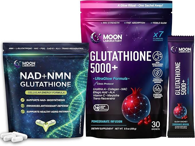 NMN + Glutathione Ultimate Antioxidant & Energy Bundle – NAD+ Support, Cellular Defense & Glow