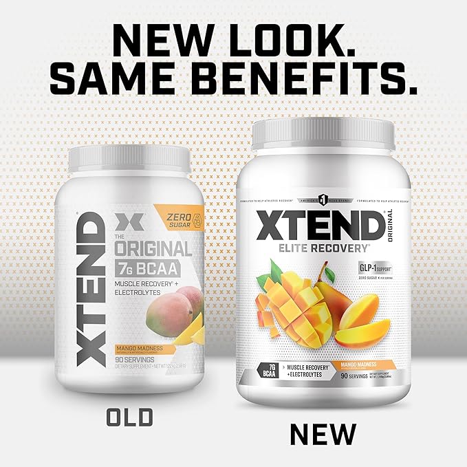 XTEND Original BCAA Powder Mango Madness | Sugar Free Post Workout Muscle Recovery Drink with Amino Acids | 7g BCAAs for Men & Women | 90 Servings