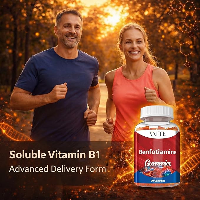 Benfotiamine 320mg Gummies with 45mg L-Leucine Supplement: Essential Vitamin B1 Complex for Men and Women, Non-GMO, Vegan & Gluten-Free - Supports Metabolism, Energy & Nervous System Health