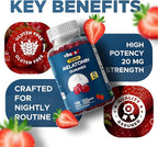Vitabod Melatonin 20mg Gummies - 180 Count - Drug Free - Natural Strawberry Flavor - Vegetarian, Non-GMO, Gluten Free (2 Bottles)