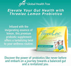 Global Health Trax ThreeLac Lemon Probiotic Drink Mix for Digestive Health - Advanced Probiotic Powder Formula for Men, Women, and Kids - Immune Support & Gut Balance, Non-GMO - 180 Packets