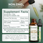 Vitamin D3 K2 (MK-7) Peppermint Drops for Adults - 930 Drops, Ultra Concentrated Formulation, 1208 IU Vitamin D3, 25 MCG - Precision Micro-Dosing Dropper for Calcium & Bone Support