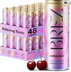 BRĒZ Dream Reishi Mushroom Drink, Non-Infused Relaxing Tonic with Reishi, Chamomile, Tart Cherry, Magnesium & L-Theanine, Vegan Adaptogen Drink for Sleep, Calm & Mood, 12 fl oz - 48 Pack