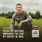 HEART & SOIL – 100% Grass Fed & Finished Beef Organs from Regenerative Cattle with Liver, Heart, Kidney, Pancreas & Spleen – 3000mg Beef Organ Supplement for Women & Men – Glass Bottle – 180 Capsules