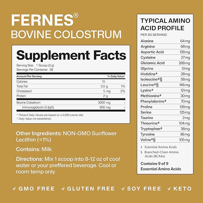 Grass Fed Whole Bovine Colostrum Powder for Women & Men – First Day Milking, Non GMO, Soy Free, Keto, Gluten Free – 28 Servings, 2.96 oz, Unflavored, Made in USA