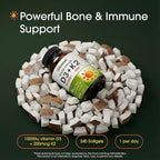 NatureBell Vitamin Double Strength D3 + K2-240 Softgels - 10,000 IU Vitamin D & 200mcg K2 - Bone Strength, Immune Function & Calcium Absorption Support* - Coconut Oil Infused