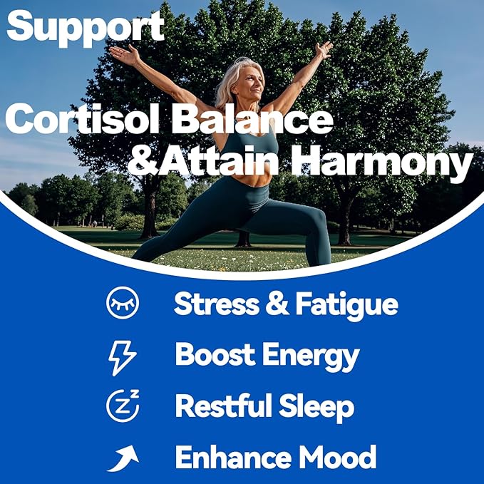 Cortisol Balance & Sleep Support for Women & Men – Natural Calm Formula with Magnesium, Ashwagandha & L-Theanine – Supports Restful Sleep, Relaxation, Focus & Healthy Cortisol Levels – 120 Capsules