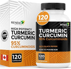 Renew Actives Turmeric Curcumin with Black Pepper – 600MG Turmeric Root, 100MG Curcuminoids per 2 Capsules – Supports Digestion, Liver Health, Joint Relief & Mobility – Made in Canada – 120 Capsules