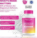 Pink Stork Magnesium Glycinate with Vitamin D - Magnesium Supplement for Women to Support Natural Calm - 2 Pack