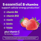 Vitafusion B-Complex Gummy Dietary Supplements, with 5 B Vitamins to Support Cellular Energy Production (1), Plus Vitamin C, Strawberry Flavor, 60 Count (Pack of 2)