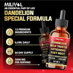 12in1 Dandelion Root Liquid Extract with Milk Thistle, Artichoke Extract, Turmeric, Beet Root, N-Acetyl Cysteine and 6 More Herbals - 1 Fl Oz - 60 Days Supply