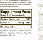 Solgar Vitamin C 500 mg, 250 Vegetable Capsules - Antioxidant & Immune Support - Overall Health - Supports Healthy Skin & Joints - Non-GMO, Vegan, Gluten Free, Kosher - 250 Servings