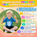 2Pack Kids Probiotic + Prebiotic Fiber Gummies 5G, 12 Billion CFU Probiotic & Veggie Fruit Fiber, w/ Organic Inulin, Methyl B12 B6 D3 C, Lutein for Children's Digestive & Gut, Immune Health,Sugar Free