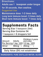 Silver Holistics Colloidal Silver Liquid 16 Oz. Glass Bottle - 10 PPM with Measuring Cups for Immune Support