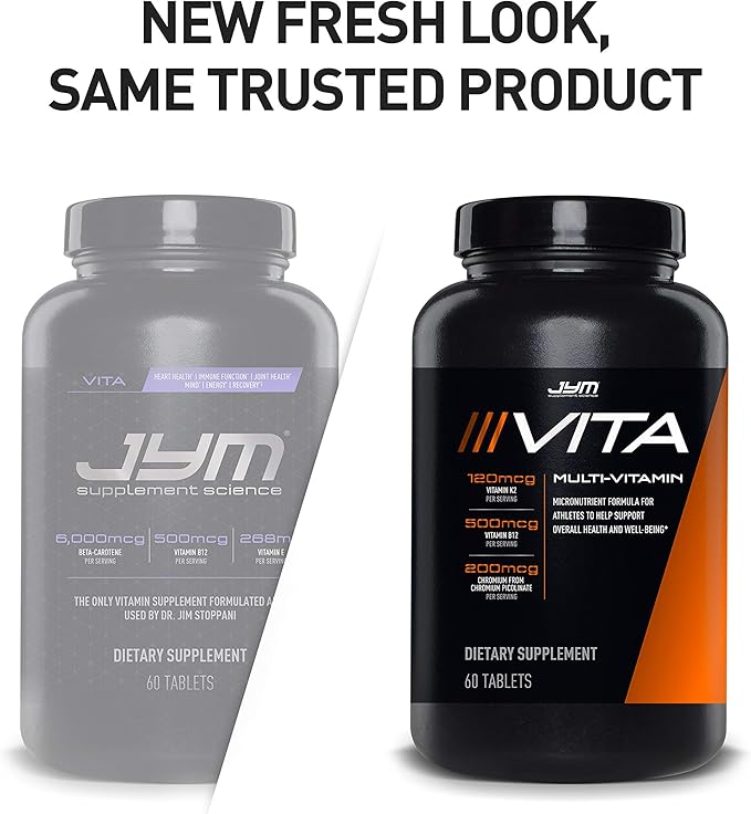 JYM Supplement Science Vita JYM Sports Multivitamin & Mineral Support,Vitamin A,C,B6,B12,E,K,Boron,Biotin,Potassium 60 Tablets,(Pack of 2)