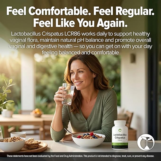 Lactobacillus Crispatus Probiotic 240 Tablets (4 Month Supply) – Researched Strain LCR86 – 3 Billion CFU – Digestive & Vaginal Health Support – GMP Certified (240, Lactobacillus Crispatus)