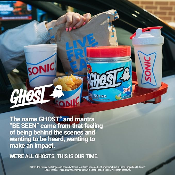 GHOST Legend Pre-Workout Powder, Sonic Ocean Water - 30 Servings – Pre-Workout for Men & Women with Choline, L-Citrulline, & Beta Alanine for Energy & Focus