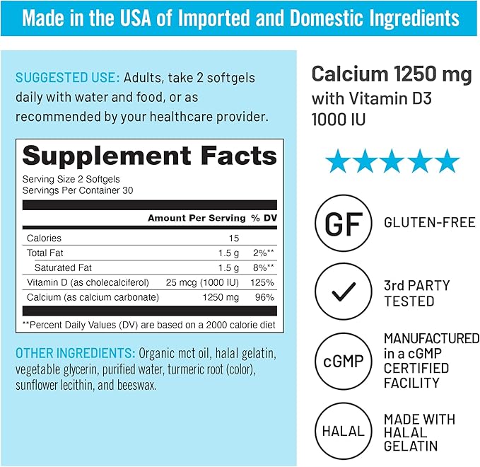 [1] NatureWise Calcium 1250mg + D3 1000IU + Organic MCT Oil - 60 Softgels[30-Day Supply] + [1] Omega 3 Fish Oil 1000mg + Vitamin E - Wild-Caught - 60 Softgels[30-Day Supply]