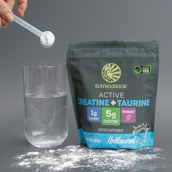 Creatine Monohydrate Powder Taurine Supplement, 5g Creatine Monohydrate 1g Taurine per Serving | Vegan Muscle Strength, Endurance & Recovery Support, Clean Performance Formula | 60 Servings Unflavored