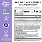 Garden of Life Zinc Supplements 30mg High Potency Raw Zinc and Vitamin C Multimineral Supplement, Vitamin Code Vitamins Trace Minerals & Probiotics for Skin Health & Immune Support, 60 Vegan Capsules