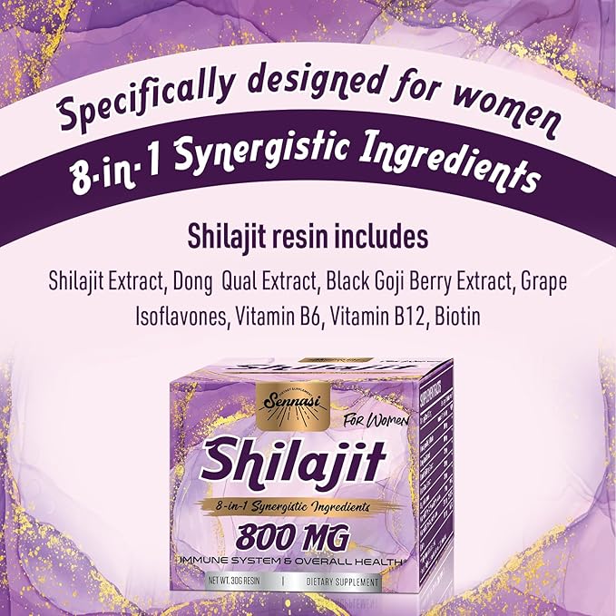800Mg Shilajit Pure Himalayan Organic, Shilajit Resin Maximum Potency Gold Grade with 8-in-1 Natural Blend & 85+ Trace Minerals for Women, Energy & Immunity,60 Grams（2 Packs）