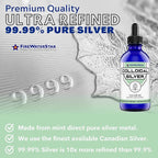 FWS Colloidal Silver, Liquid Silver Drops, 99.99% Pure Silver, 4 oz Glass Bottle, 60 Servings (2 Month Supply), 50 ppm, Concentrated for Easy and Convenient Servings