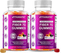 Vitamatic Prebiotic Fiber Gummies for Adults – 2 Pack (Total 120 Gummies) 7g Fiber per Serving | Extra Strength | Zero Sugar Added | Pectin-Based | Digestive Health & Regularity Support