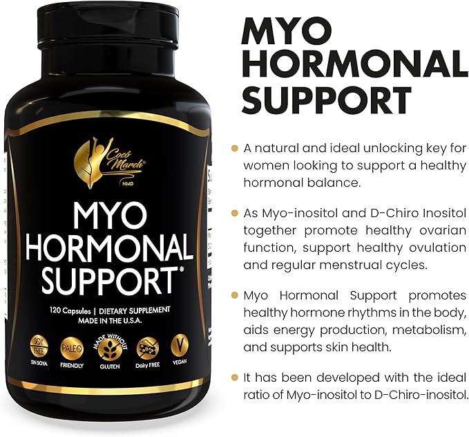 Cocó March N.M.D Myo-Inositol Hormonal Support for Women – Supports Hormone Balance & Menopause Wellness, Energy & Metabolism – Gluten Free, Dairy Free, Vegan – 120 Capsules