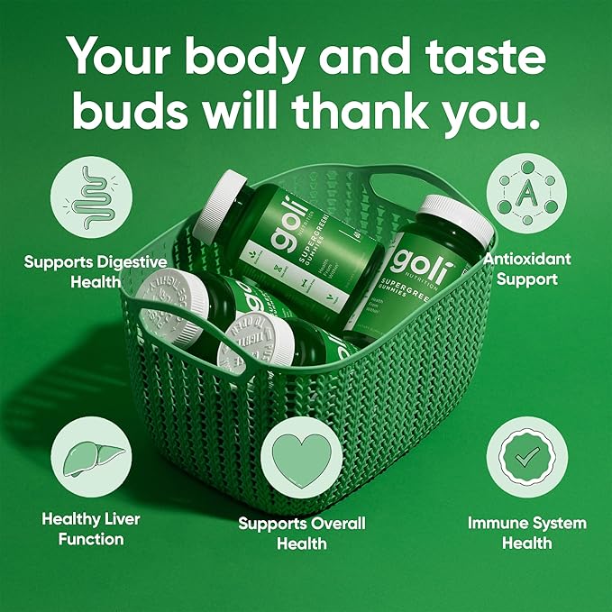 Goli SuperGreens Vitamin Gummy - 120 Count - Essential Vitamins and Minerals - Plant-Based, Vegan, Gluten-Free & Gelatin Free - Health from Within, Pack of 2