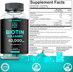 Biotin & Collagen Peptides Gummies - 50,000mcg Collagen + 10,000mcg Biotin | Hair, Skin & Nails Support for Men & Women | Hair Growth, Glowing Skin & Strong Nails | Non-GMO, Chewable, Great-Tasting