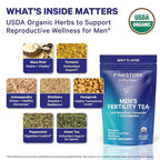 BlueStork Men's Fertility Tea: Organic Fertility Supplements for Men, Green Tea, Maca Root, and Ginkgo Biloba for Male Reproductive Health, Mint, 15 Sachets