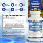 1000mg Magnesium Complex for Women & Men*, 8 Elemental with Magnesium Glycinate, Citrate, Malate, Taurate, Oxide, Carbonate, Aspartate, Orotate for Bones, Muscle, Recovery, Energy, Vegan, 90 Capsules