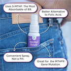 nbpure Methylfolate Vitamin B9 Spray Supplement, Liquid Folic Acid Spray, 1 oz