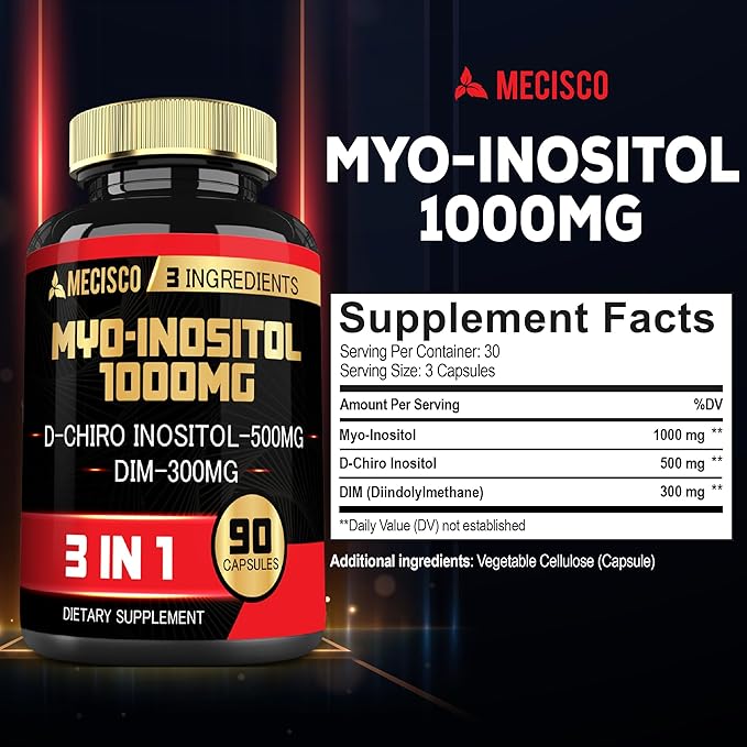 3in1 Myo-Inositol & D-Chiro Inositol Supplement with DIM - 90 Capsules - 30 Days