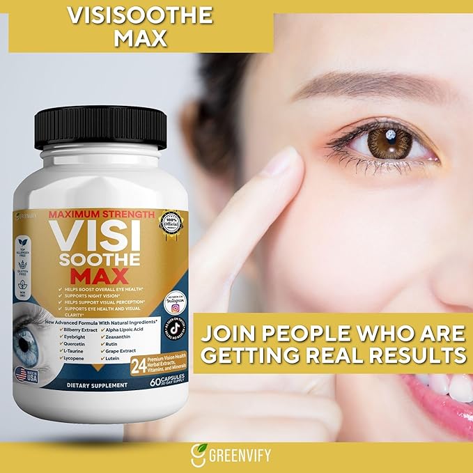 Vision Soothe Max Eye Health Supplement, 60 Capsules, 24 Herbal Extracts with Vitamins and Minerals, Maximum Strength (1)