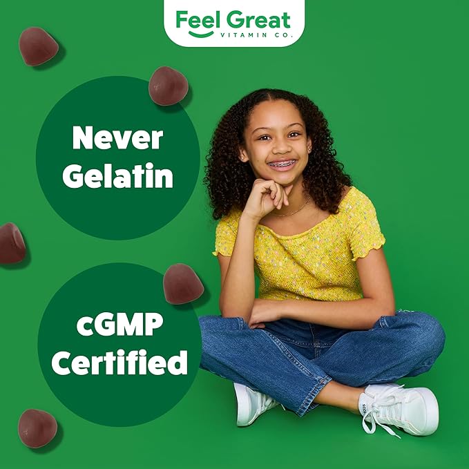 Feel Great Super Green Gummies for Kids (2 Pack) | Fruit and Vegetable Gummies | Vegan Veggie Gummy Multivitamin for Kids | Veggie Fiber Supplement | 60 Count