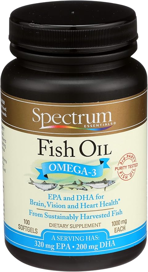 Spectrum Essentials Softgels, Fish Oil Omega-3, 1000 mg, 100 Count