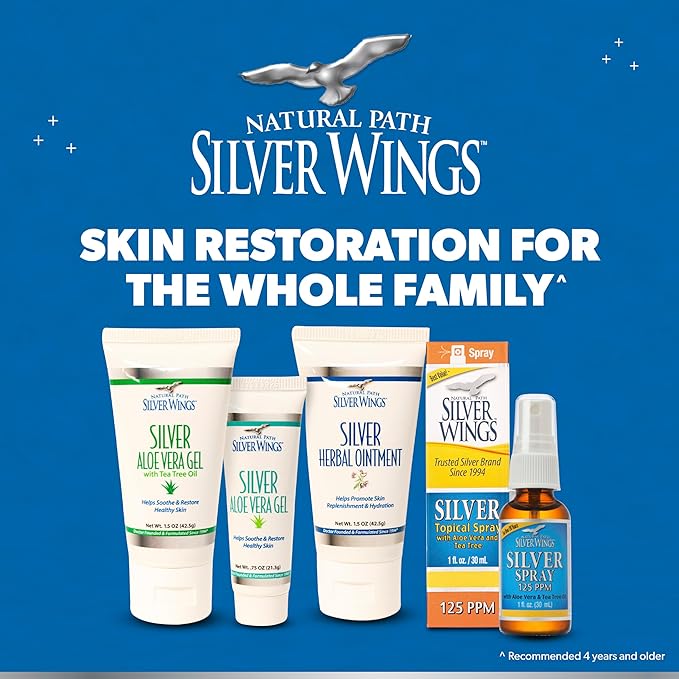 Natural Path Silver Wings 250ppm Silver Herbal Ointment - Nourishing and Moisturizing Skin Care 0.75oz