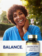 Carlyle Quercetin 500mg Capsules | with 50mg Zinc | 100 Count | Non-GMO and Gluten Free Supplement