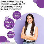 BlueBonnet Nutrition D-Mannose 500 mg – Fast Acting Urinary Tract Support for Men & Women* - Non-GMO, Vegan, Kosher, Gluten-Free - 90 Vegetable Capsules, 30 Servings